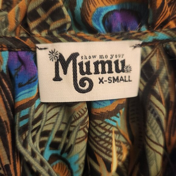 Show Me Your Mumu Green Peacock Printed Button-Down Blouse Size XS - Picture 8 of 9